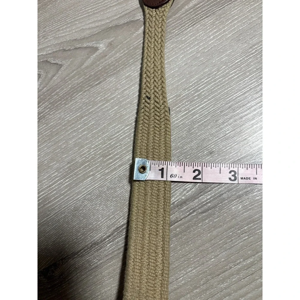 Vintage Braided Woven Belt XL Brown Brass Buckle Made in USA Classic Minimalist